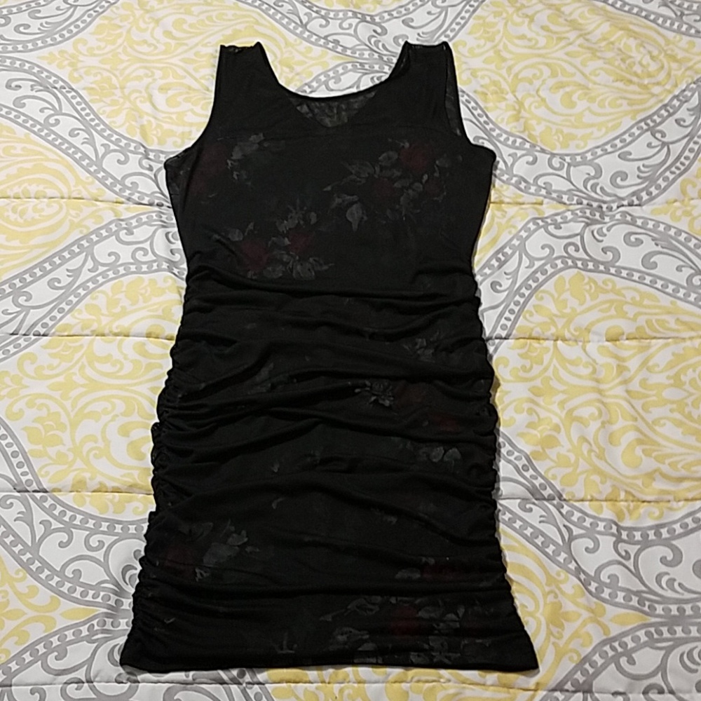 Torrid floral shirred mesh bodycon dress